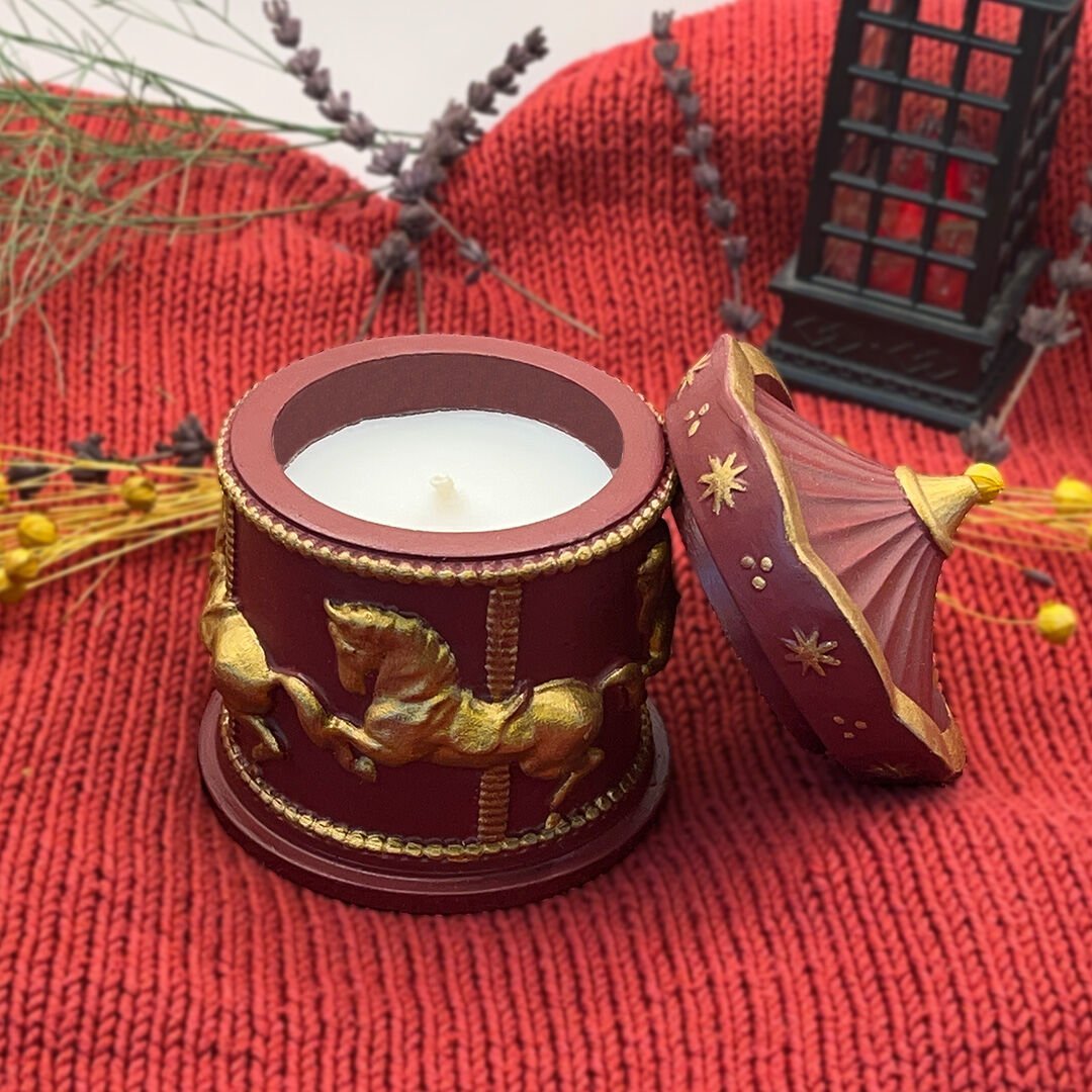 Dekoratif Atlıkarınca Bordo - Mumlu